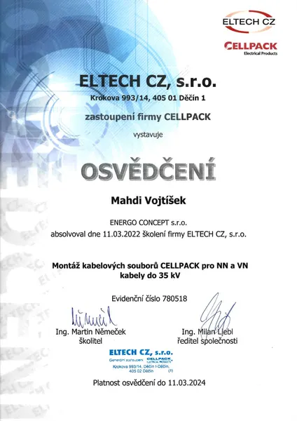 Certifikát CELLPACK VN